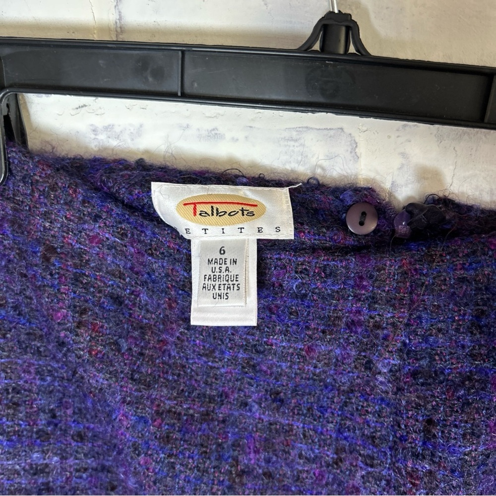 VTG Women's Talbots Wool Mohair Skirt Suit Set Purple Size 6 Petite Made in USA - Picture 10 of 16